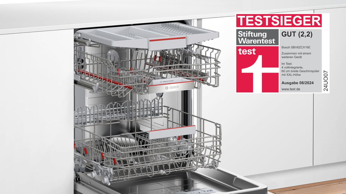 Vollintegrierter XXL-Geschirrspüler 60 cm – Spülmaschine mit Besteckschublade, Extra Leise, Intelligente Programme, Flexible Körbe, Höhenverstellbar, Smart Control